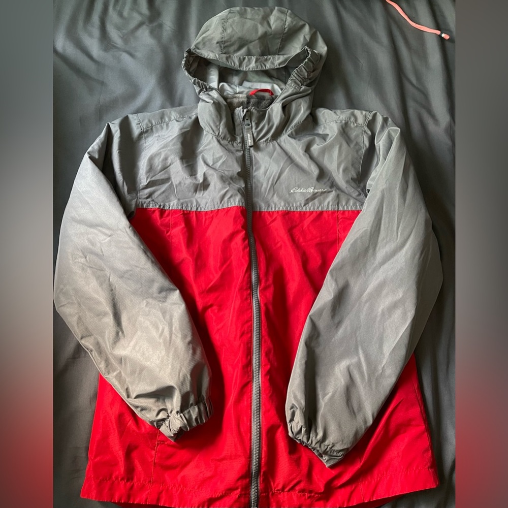 Eddie Bauer full zip hooded windbreaker•size kids (14/16)